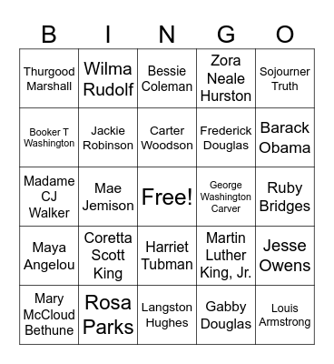 Black History Bingo Card