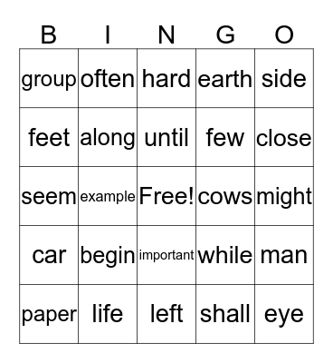 Untitled Bingo Card