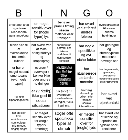 Jeg ... Bingo Card