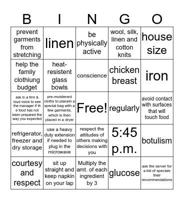 Year end test 2 Bingo Card