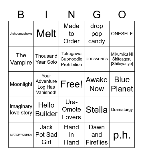 Scented Candles CC Bingo Card