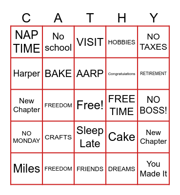 RETIREMENT Bingo Card