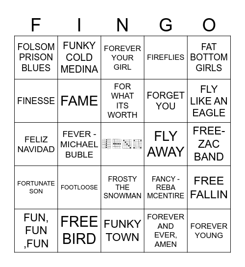 F-SONGS Bingo Card