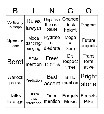 Mega Bingo Card