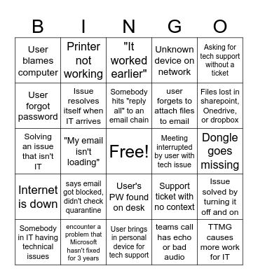 BINGO Card