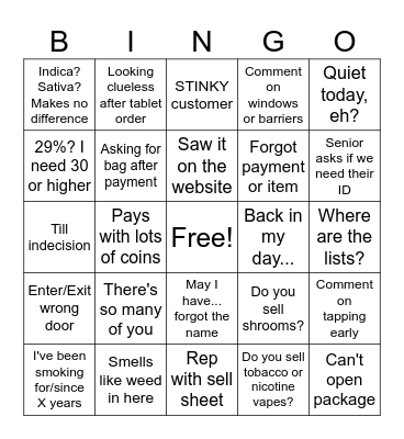 BCS Bingo Card