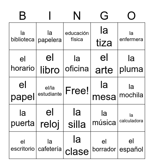 Senderos 1 Leccion 2 (En La Clase) Bingo Card