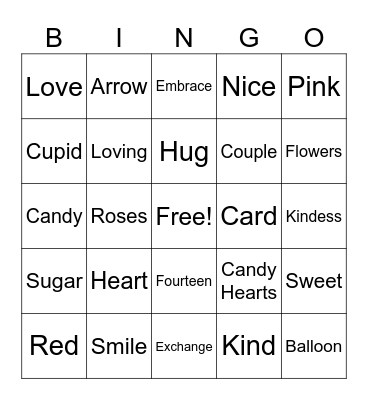 Valentine's Day Bingo Card