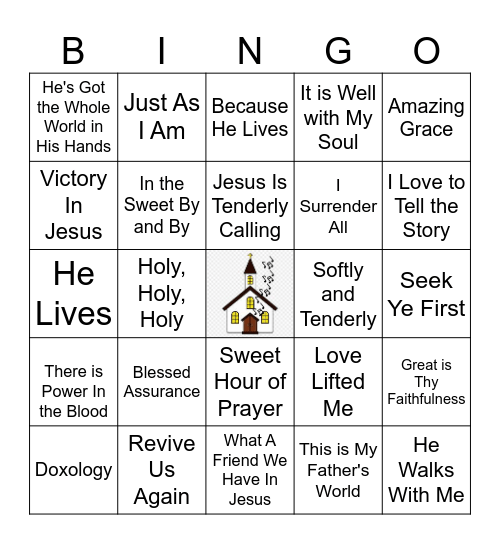 Take Me To Church Bingo Card