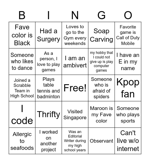 Confie IQ Human Bingo Card