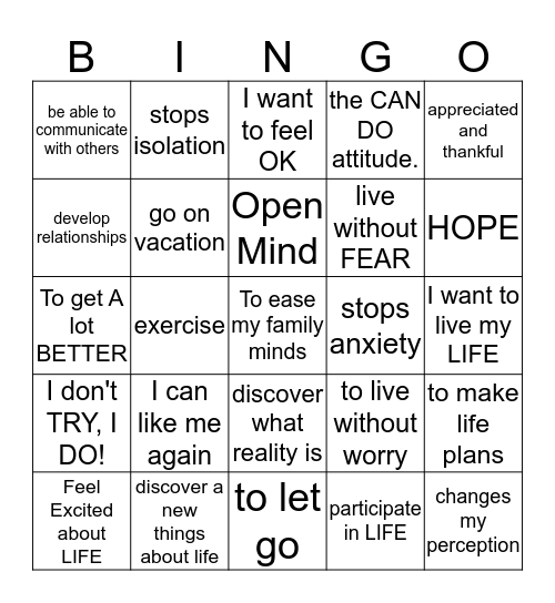 B Bingo Card