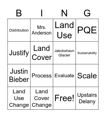 Holiday Revision Bingo Card