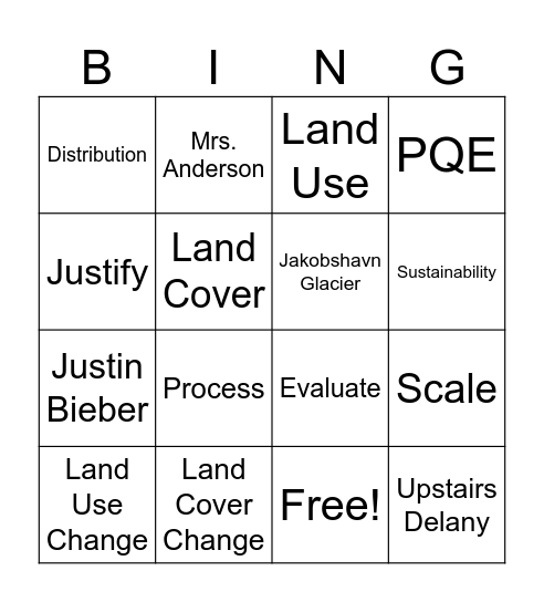 Holiday Revision Bingo Card