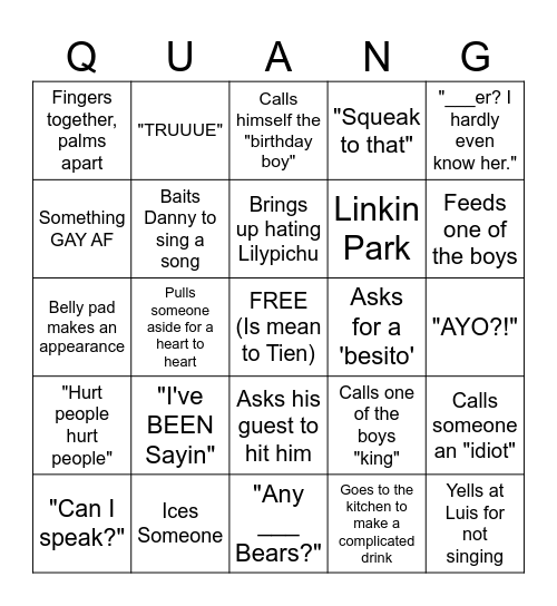 birthday boy bingo Card