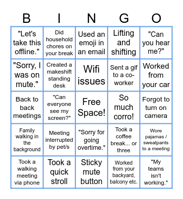 BSP Work Bingo Card