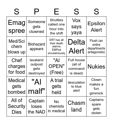 Space Station 13 BINGO Card