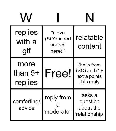 waifuism bingo Card