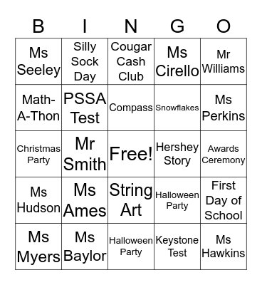 COUGAR ACADEMY BINGO Card