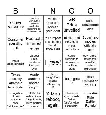 2024 Bingo Card