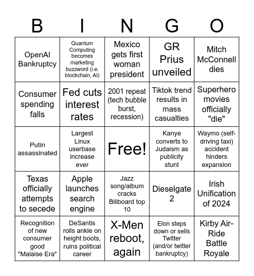 2024 Bingo Card