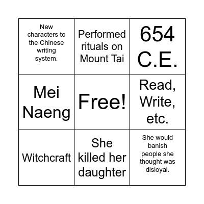 EMPRESS WU Bingo Card