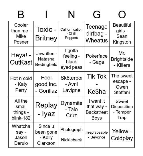 Musical Bingo Marae Bingo Card