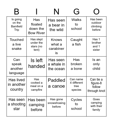 EnvOE 9 - Intro Bingo Card