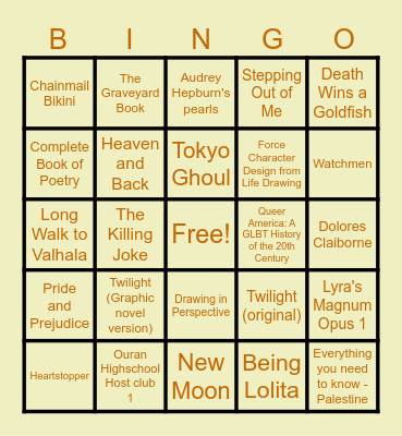 TBR List Bingo Card