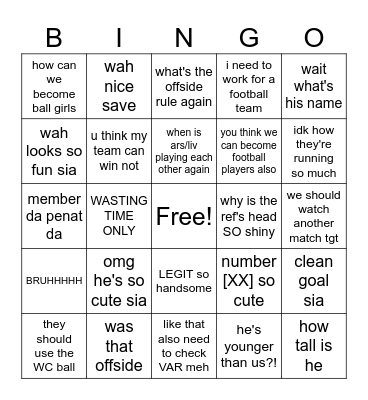 football with mars & kai Bingo Card