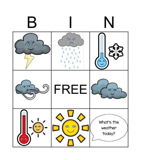 Weather Bingo Card