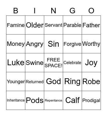 THE PRODIGAL SON Bingo Card