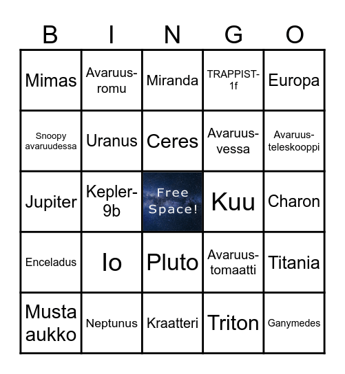 Avaruusbingo Card