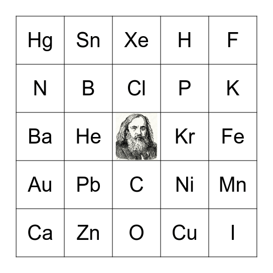 Periodic Table Bingo Card