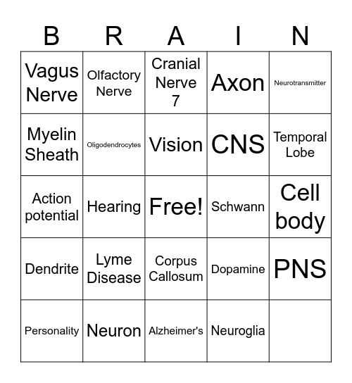 Brain Bingo! Bingo Card