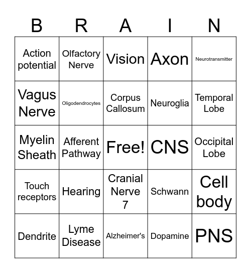 Brain Bingo! Bingo Card