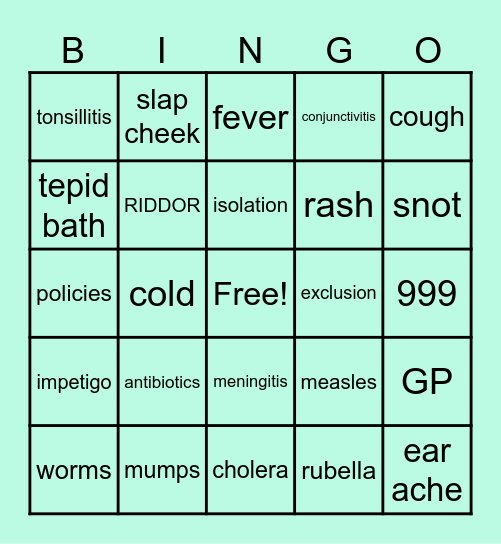 CHILD HEALTH Bingo Card