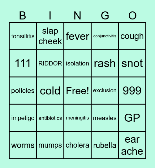 CHILD HEALTH Bingo Card