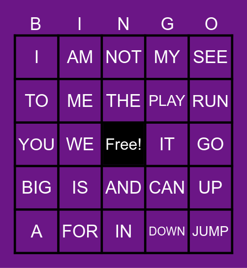 SIGHT WORD BINGO - FULL Bingo Card