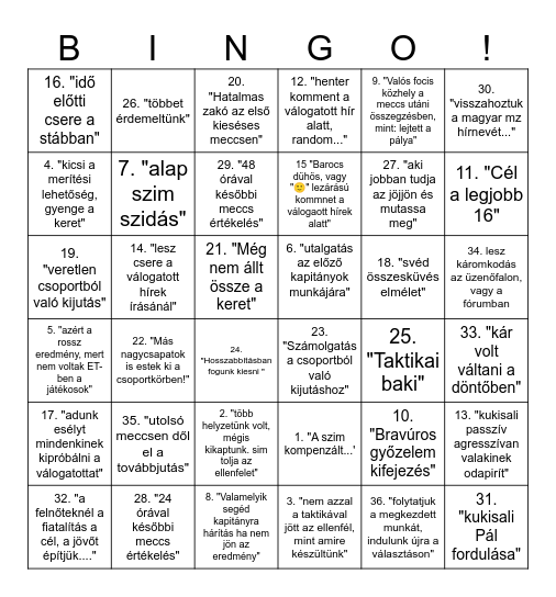 Válogatott kifogások - BA-VA-HE Bingo Card