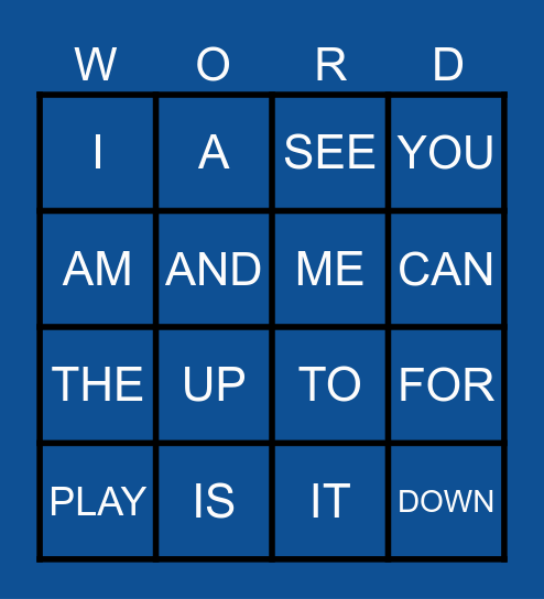 SIGHT WORD BINGO - 16 WORDS Bingo Card