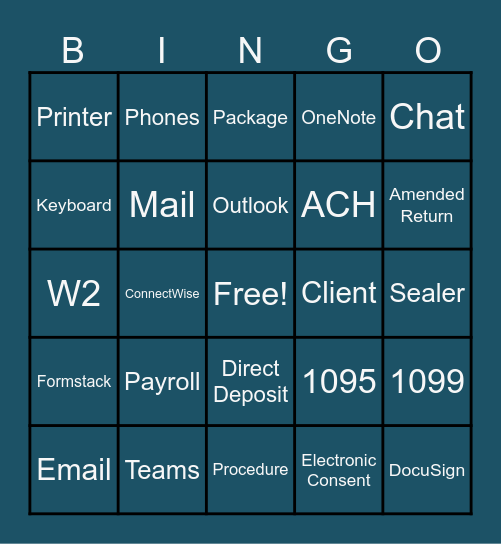 Payroll Bingo Card