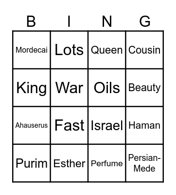 PURIM Bingo Card
