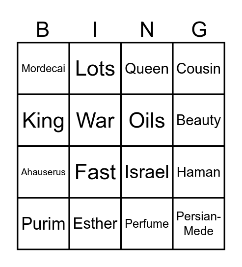 PURIM Bingo Card