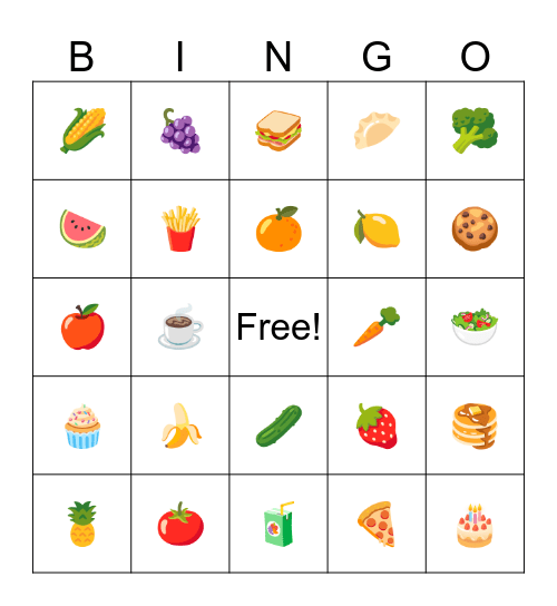 La Comida Bingo Card