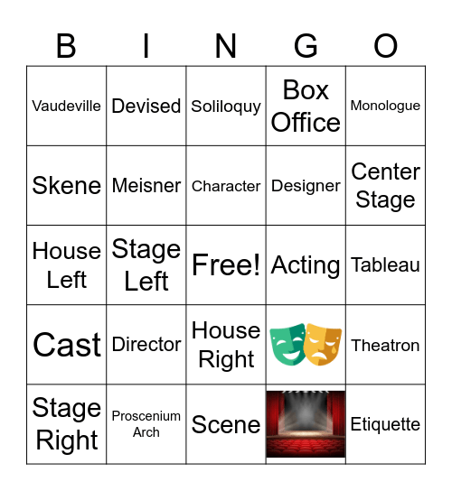 Theatre Terms Bingo Card
