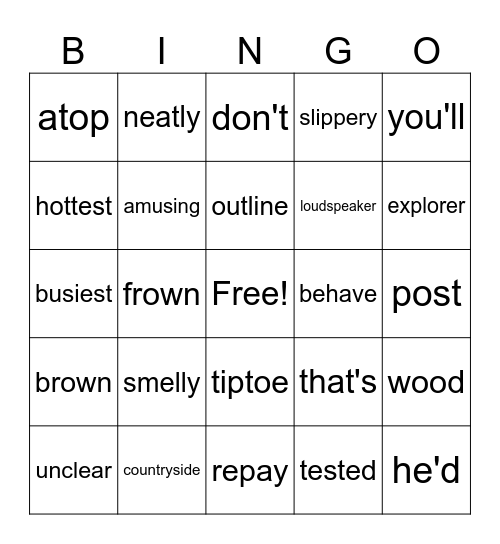 advanced phonics Bingo Card