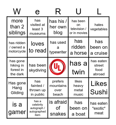 Get to know your coworker Bingo Card