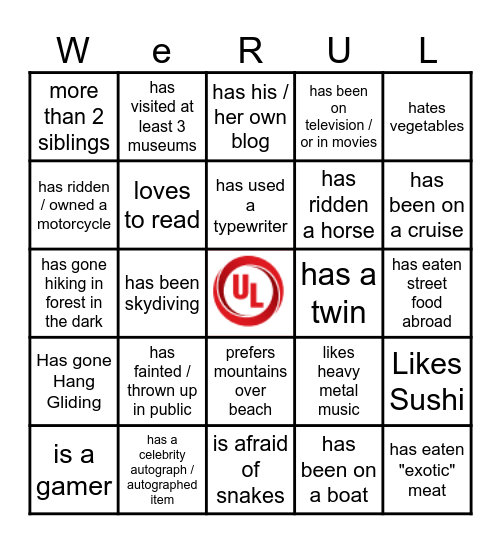 Get to know your coworker Bingo Card