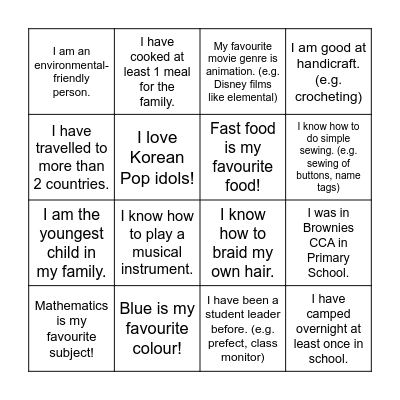 Ice Breaker Bingo Card