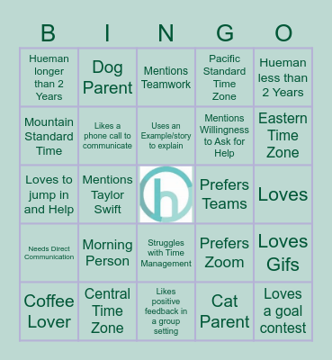 Manual of Me Bingo Card